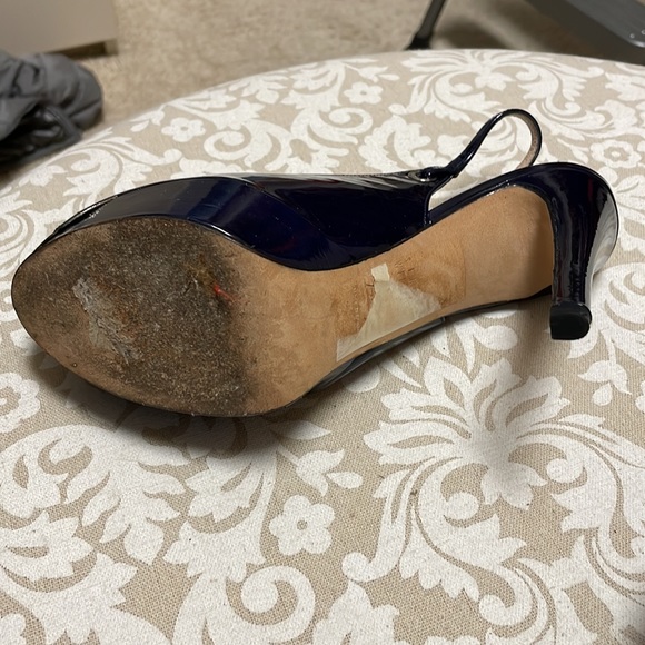 Stuart Weitzman Patent leather pumps in dark purplish blue, 5 inch heels. - Picture 3 of 5